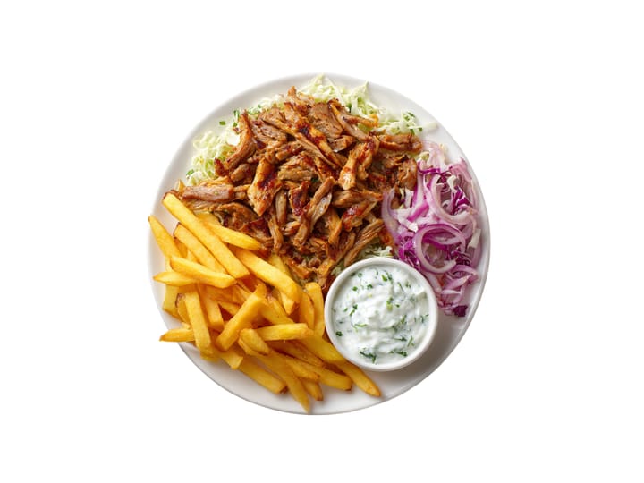 Gyrosteller mit Zaziki und Krautsalat